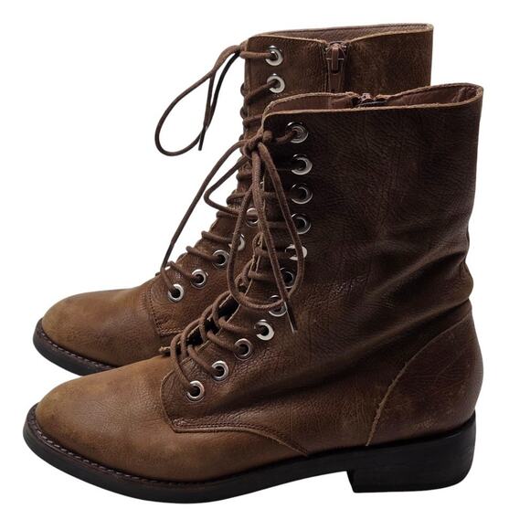 Jeffrey Campbell Ibiza Distressed Brown Leather Ankle Boots Side Zip Size 6.5 - Picture 8 of 14